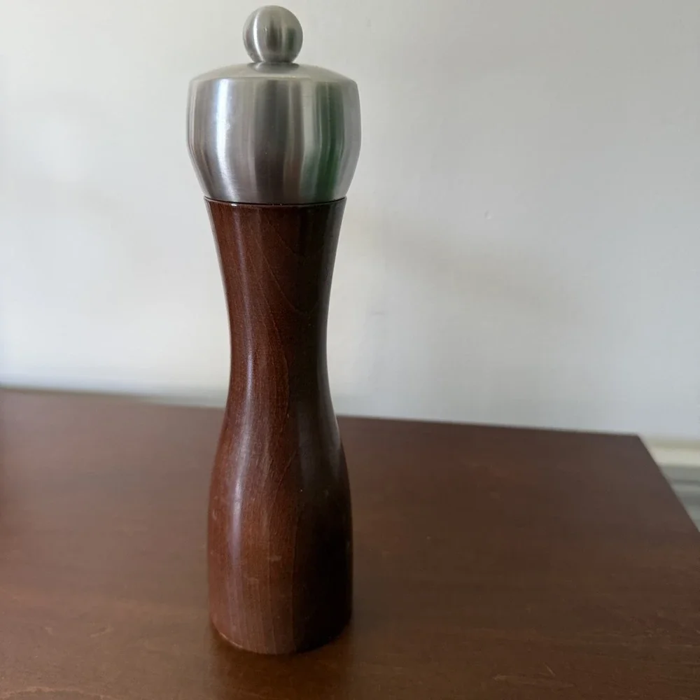 Peugeot Fidji Wood Salt/Pepper Mill 8″  France Stainless Manual Hand Grind